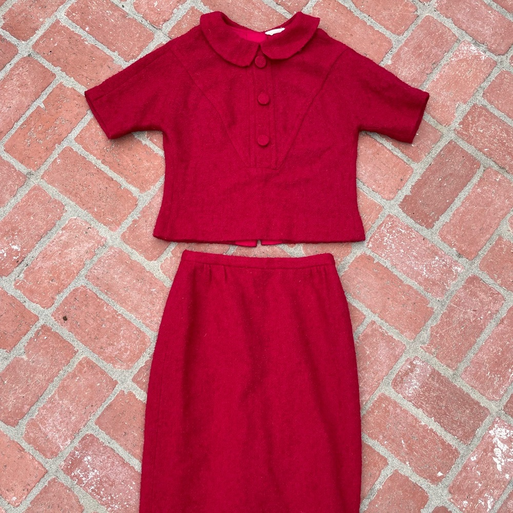 Vintage Wool Blend Skirt Suit
